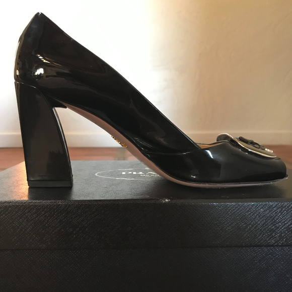 Prada patent leather peep toe pump